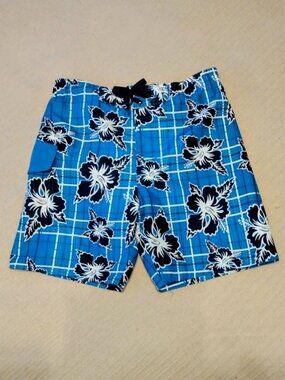 Bugle Boy Lined Swim Trunks Hawaiian Size S(8) Excellent Condition!